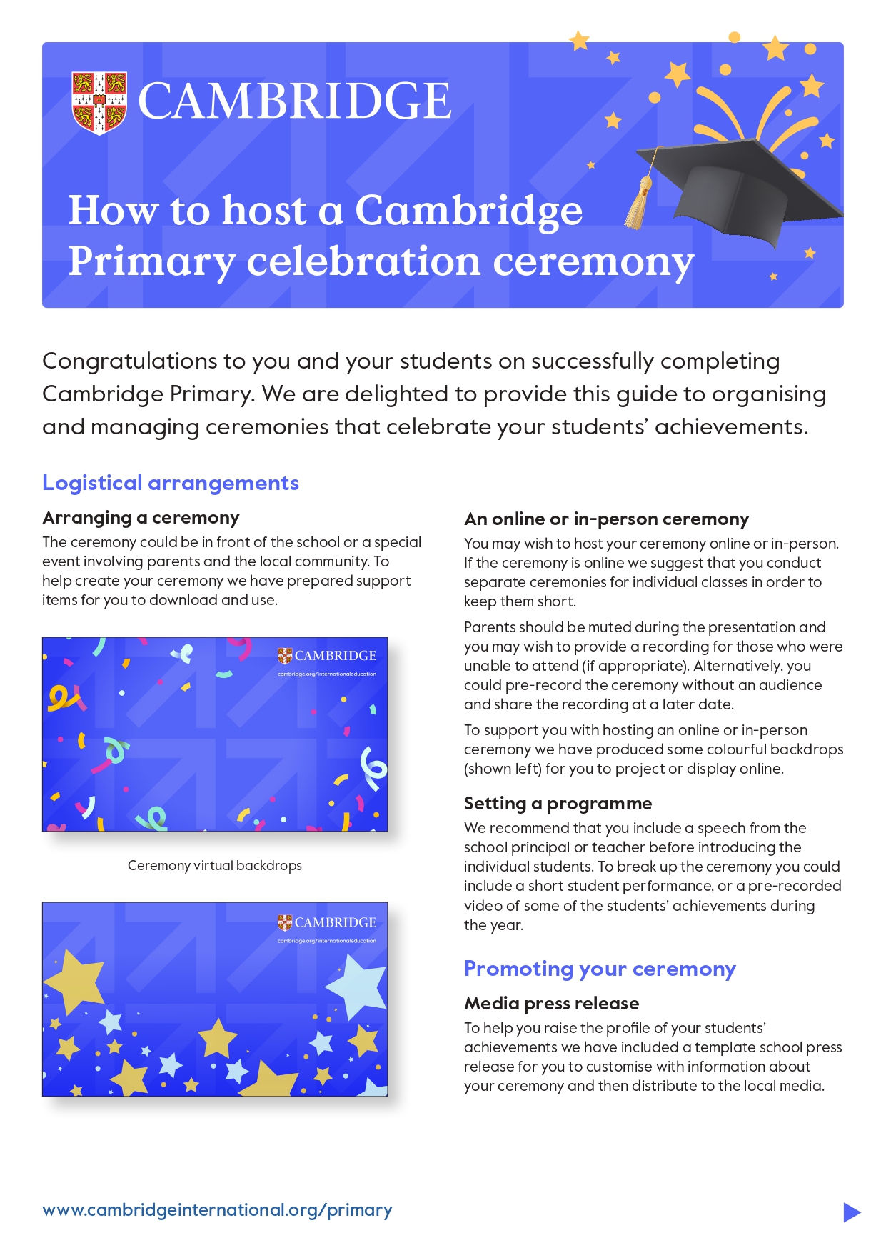 Cambridge Primary graduation guide front cover