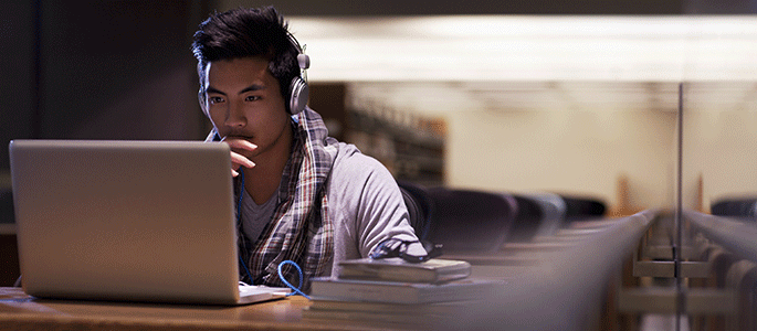 Person working at a laptop